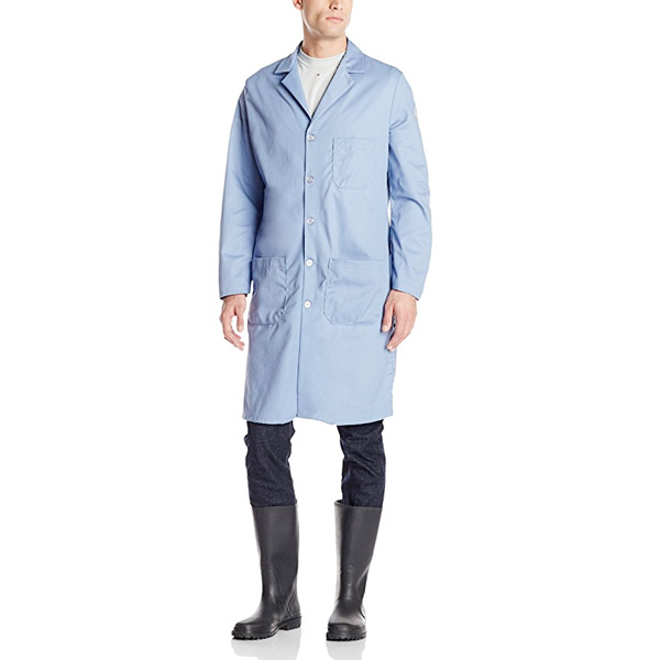 Blouse Laboratoire Ignifuge Bulwark FR - Coton 7oz, Col Revers, CAT 1, NFPA 2112 - Taille M Homme, Bleu Clair